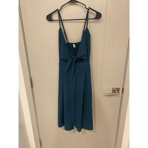 Tie-Front Cut-Out Dark Green Dress